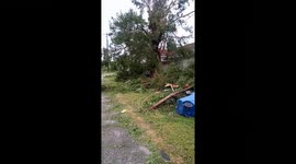 Louisiana resident documents damage caused by Hurricane Laura