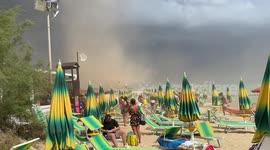Shocking beach tornado hits Italy's Puglia region as people begin to evacuate