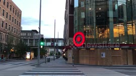 Downtown Minneapolis Nearly Empty With Only One Minute Until Citywide Curfew