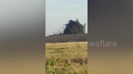 Mud volcano erupts killing buffalo and poisoning farmers with toxic gas in Indonesia