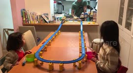 Dad creates a sushi train to entertain kids during lockdown