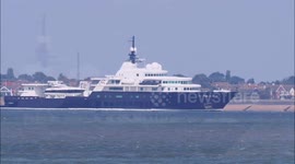 Super yacht Le Grand Bleu spends 1 week anchored in the Thames Estuary, UK