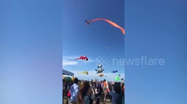 Three-year-old girl carried away by kite during festival in Taiwan