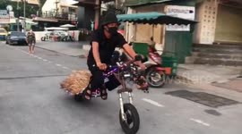Drivers baffled by modified motorcycle resembling witch's broomstick