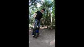 Electric Unicycle In The Mountain Bike Park