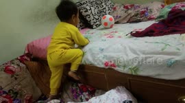 little football player trying to get ball