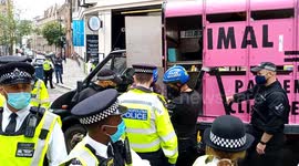 Dozens of Extinction Rebellion protesters arrested in London after locking themselves inside a truck on third day of protest