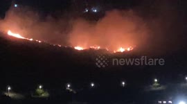 Fire just outside the city center of Salerno, Italy
