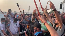 Torch burning ceremony takes place in Beirut at anti-government protest