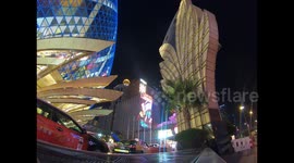 Macau is a casino city with magnificent buildings. Small selection of Macau at night.