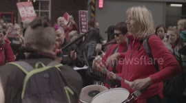 Feminist Protest (B-Roll) Playing Percussion Instruments- London