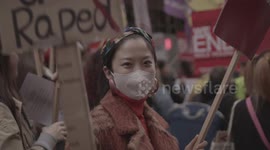 Portrait during Feminist Protest in London - B-Roll - Cinematic Shot