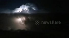 Amazing footage of continuous lightning over the skies of Barcelona