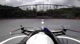 Incredible pilot view of successful flying car test flight in Japan