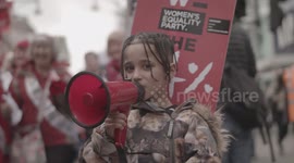 Portrait of a Kid during Feminist Protest in London - B-Roll - Cinematic Shot