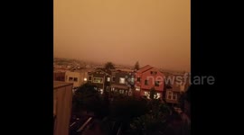 Hazy orange skies loom over San Francisco