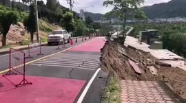 Road collapses after heavy rain in southern Thailand
