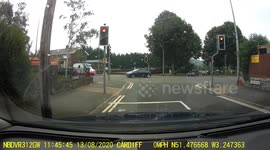 DASHCAM Ice cream van jumps red light and car copies
