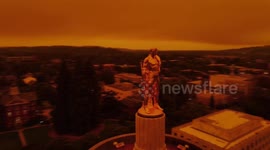 Iconic Oregon statue set ablaze amid historic wildfires