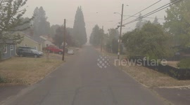 Drone footage shows wildfire smoke over suburban Oregon
