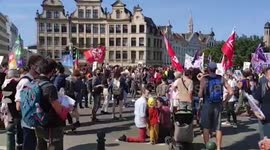 Demonstration of belgian hospital staff in Brussels, Belgium