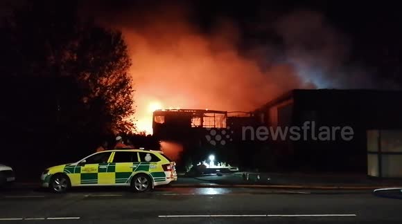 Fire erupts in Lancashire, United Kingdom