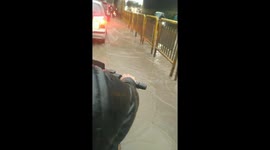 Water blockage in roads in India resulted in traffic for hours