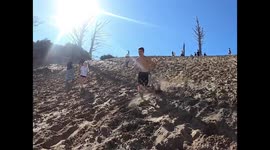 Guy Almost Hits Another Guy While Doing Flips Down Cape Kiwanda Dune  Close Call