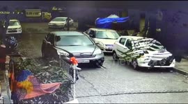 Mirclously survive 3 year old boy when a car went over him in Central India.