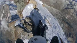 360 degree camera footage shows the moment a climber reached one of the highest points of the Matterhorn