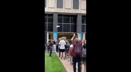 Protester at ICE facility NYC