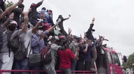 Protesters reclaim sound truck from police during Bangkok protest