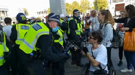 London lockdown demonstration turns ugly between protesters and police
