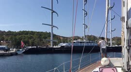 Colossal superyacht 'The Maltese Falcon' seen at harbour in Greece