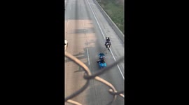 Crazy scene as horse-riding protester shuts down Chicago highway as police give chase