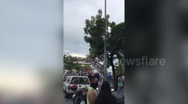 Locals flock to artificial white sand beach in the Philippines