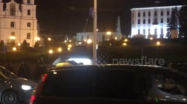 Protests in Minsk, Belarus: riot police runs on the road and refuses to talk to people
