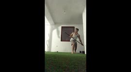 a Bosnian man tries to do a good stomach exercise but fails, funny