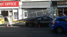 Scaffolding blown onto car north london