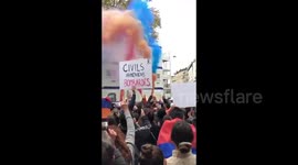 French-Armenians demonstrate in front of Azerbaijani Embassy in Paris as battle ensues between both countries