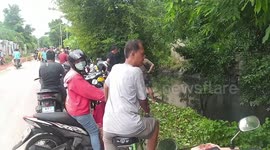 Crocodile caught in canal after terrifying villagers in Thailand