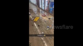 Earthquake in southern California knocks over everything at convenience store