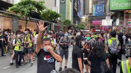 Protestors in Hong Kong chanting slogans on China National Day's protest,