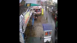 Car crashes into cctv recorded power poles in Tangerang, Indonesia