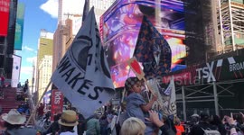 WIDE AWAKES EVENT IN TIMES SQUARE IN NEW YORK CITY. Saturday, October 3, 2020