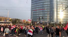 Peaceful Sunday march in Minsk, Belarus dedicated to political prisoners