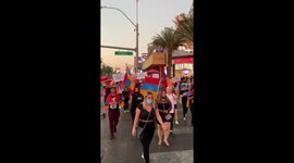 Nagorno-Karabakh conflict: Armenian supporters march along Las Vegas Strip to protest against 'Azeri aggression'