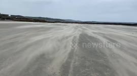 Strong winds from Storm Alex hit beach in Cornwall