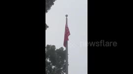 Unauthorised Trump flag seen flying in front of Long Beach Police station