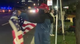 Trump Supporters Wave Flags Outside Walter Reed Hospital